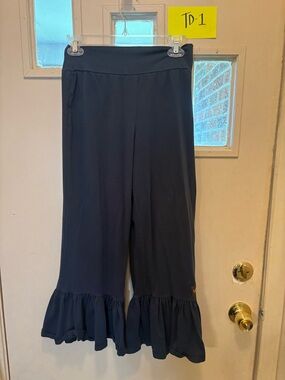 Matilda Jane Navy Ruffle Hem Wide-Leg Knit Pants